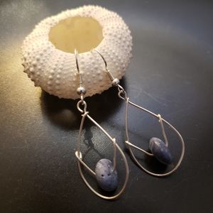 HANDMADE Blue Stone Teardrop Earrings